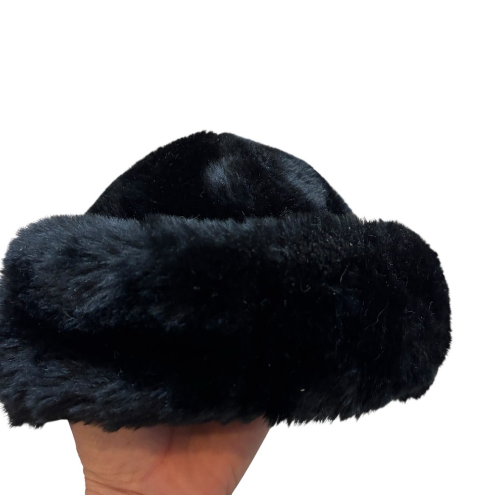Vintage Kaps Black Faux Fur Brimmed Hat One Size Made in USA